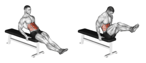 relevés de jambes assis sur un banc